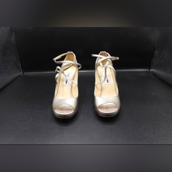 Authentic Jimmy Choo Silver Patent Leather Sandals Size 36.5 - Picture 3 of 9